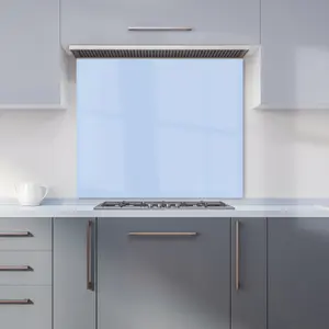 Pale Cornflour Blue Premium Glass Kitchen Splashback W600mm x H650mm