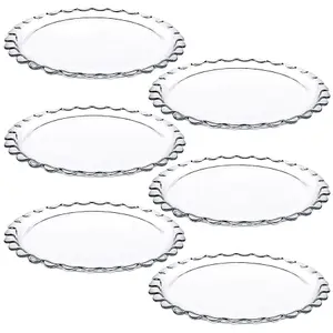 Queensway Home & Dining 26cm Diameter Large Round Clear Glass Dessert Dish Serving Plate Set of 6