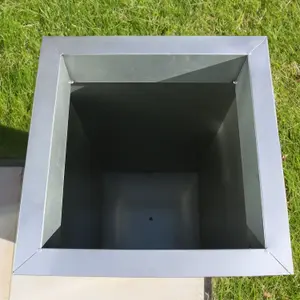 50cm Zinc Silver Tall Square Planter