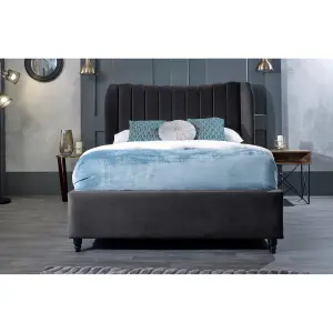 Carli Plush Velvet Steel Bed Frame