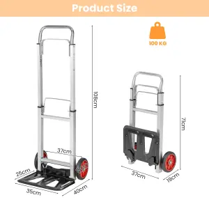 Costway Folding Hand Truck Heavy Duty Sack Barrow W/ Telescopic Handle All-Terrain Wheels