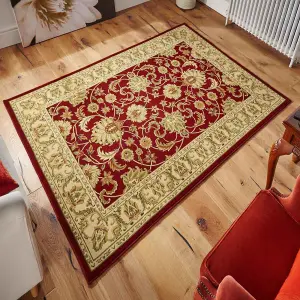 Persian Bordered Easy to Clean Red Floral Traditional Rug for Dining Room-120cm X 170cm