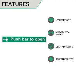 EAI - Push Bar To Open Sign 600x100mm Self Adh Semi Rigid PVC