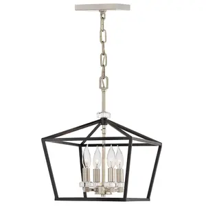 Luminosa Hinkley Stinson Lanterns Pendant Ceiling Light Black with Polished Nickel