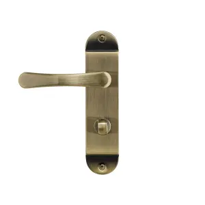 Colours Caspe Antique brass effect Steel Straight Bathroom Door handle (L)112mm, Pair