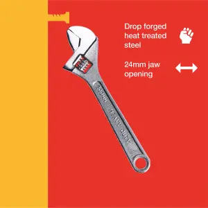 Amtech C1900 200mm (8") Adjustable wrench with 24mm (1") jaw opening