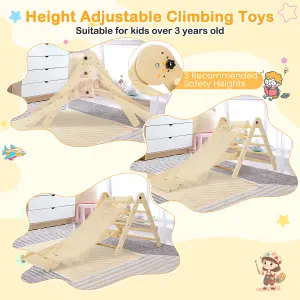 Costway 3-in-1 Triangular Climbing Toys Foldable Triangle Set w/ Sliding/Climbing Ramp