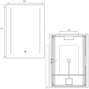 500 x 700mm IP44 LED Bathroom Mirror - Tunable White - Demister & Shaver Socket