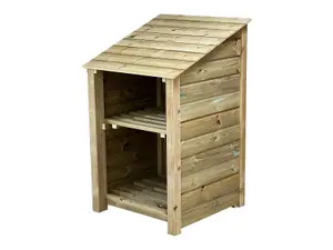 Wooden Premium Tongue & Groove Log Store (W-79cm, H-126cm, D-88cm) With Kindling Shelf