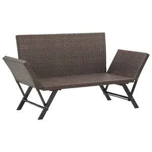 Berkfield Garden Bench with Cushions Brown 176 cm Poly Rattan