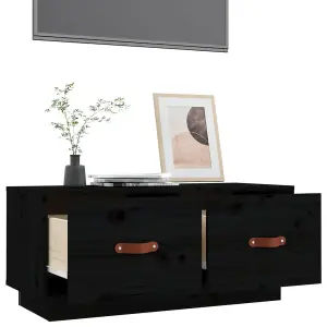 Berkfield TV Cabinet Black 80x34x35 cm Solid Wood Pine