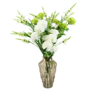 Pack of 6 x 70cm White Artificial Carnation Stem - 4 Flowers