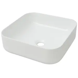 Berkfield Basin Square Ceramic White 38x38x13.5 cm