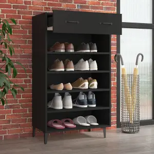 Shoe Cabinet Black 60x35x105 cm Engineered Wood