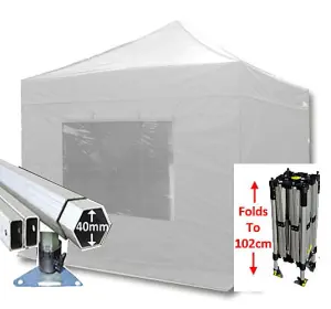 3m x 3m Compact 40 Instant Shelter Pop Up Gazebos Frame, Canopy & Sides - White