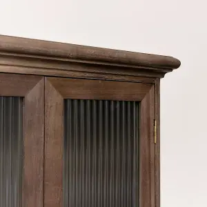 Melody Maison Wooden Reeded Glass Wall Cabinet