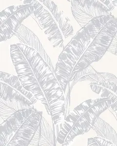 Galerie Imagine Beige Grey Bold Jungle Leaf Embossed Wallpaper