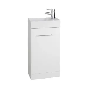 Bathroom Cube 410mm Cloakroom Vanity Unit with Basin - Gloss White - (Impact) - Brassware Not Included