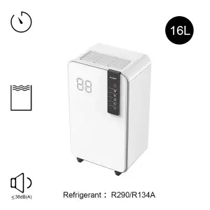 16L Dehumidifier with Wheels,24 hours Timer,Control Panel,Low Noise,Phone Control by WiFi