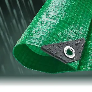 4M x 6M GREEN MONO COVER WATERPROOF TARPAULIN SHEET TARP COVER WITH EYELETS