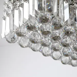 HOMCOM Modern Crystal Ceiling Light Square Chandelier for Home Office Silver