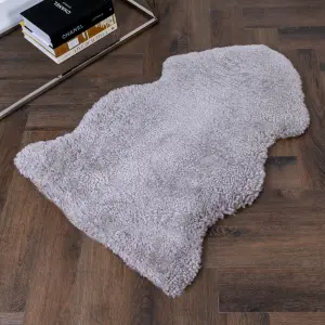 Luxurious Grey Short Pile Sheepskin Rug