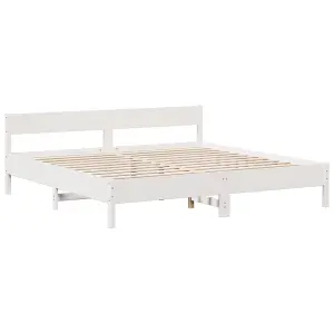 Berkfield Bookcase Bed without Mattress White 180x200cm Super King Solid Wood Pine