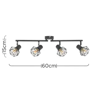 ValueLights Angus Grey Ceiling Bar Spotlight and E14 Golfball LED 4W Warm White 2700K Bulbs