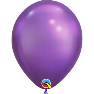 Qualatex 11 Inch Round Plain Latex Balloons (Pack of 25) Chrome Purple (One Size)