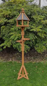 Kinloch Deluxe Bird Table with Slate-Effect Roof and Twin Feeding Platforms