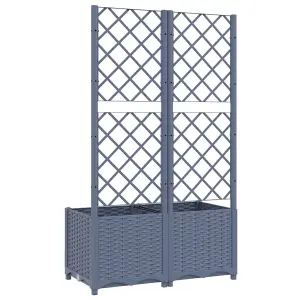 Berkfield Garden Planter with Trellis Dark Grey 80x40x136 cm PP