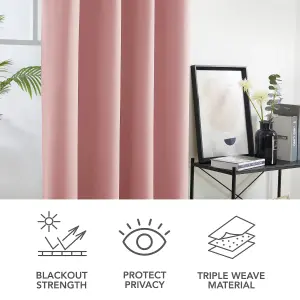 Deconovo Eyelet Curtains Energy Saving Curtains Thermal Insulated Curtains Blackout Curtains W52 x L45 Inch Coral Pink Two Panels