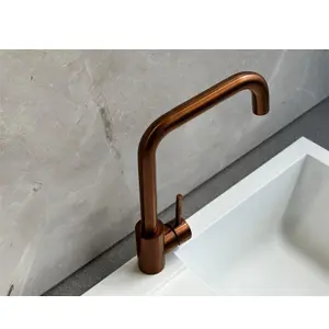 Reginox Copper Stainless Steel Kitchen Sink Tap SALINA COPPER Square Neck Deck Mounted