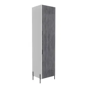 Dallas tall storage cabinet, white & carbon grey oak effect