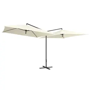 Berkfield Double Parasol with Steel Pole 250x250 cm Sand White