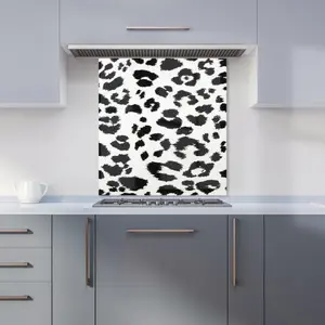 Black Leopard Print Premium Glass Kitchen Splashback W900mm x H650mm