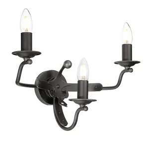 Elstead Windsor 3 Light Candle Wall Light - Graphite, E14