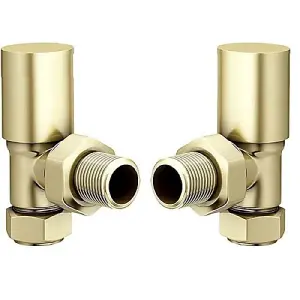 Brushed Brass Angled Radiator Valve Pair