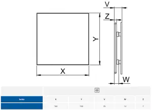 Awenta 100mm Humidity Sensor VERTICO Extractor Fan Satin ABS Front Panel Wall Ceiling Ventilation