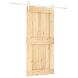 Berkfield Sliding Door with Hardware Set 95x210 cm Solid Wood Pine