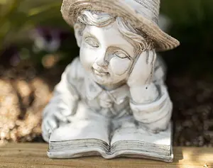 Stone Effect Reading Boy Garden Ornament