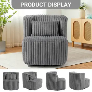 360 Degrees Babe Fleece Swivel Accent Chair Grey