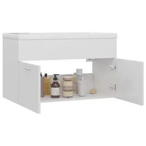 Saona 800mm Single Bathroom Vanity with Integrated Ceramic Basin Gloss White