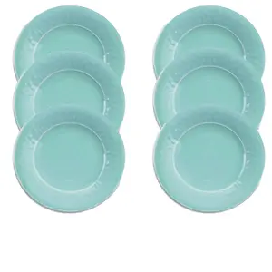 Purely Home Crackle Turquoise Melamine Dinner Plates - Set of 6