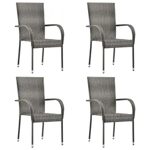 Berkfield Stackable Outdoor Chairs 4 pcs Grey Poly Rattan