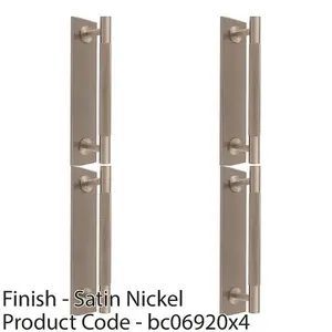 4 PACK - Knurled Drawer Bar Pull Handle & Matching Backplate - Satin Nickel 168 x 40mm