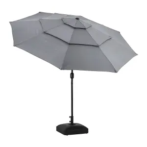 3-Tier 3M Parasol Garden Patio Umbrella with Push Button Tilting and Crank Sun Shade No Base