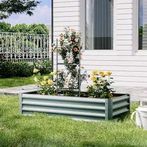 120 x 60cm Outdoor Galvanized Steel Raised Bed for Garden with Climbing Stand