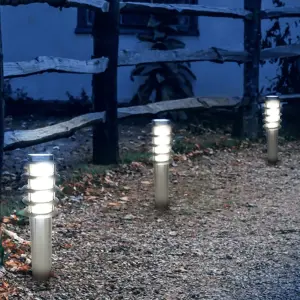 HiSpec Outdoor LED Bollard Light: Stainless Steel Exterior Lighting for Driveways, Walkways and Entrances: Single Pack