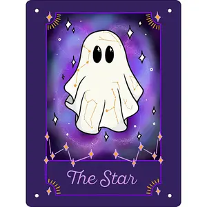 Grindstore Galaxy Ghouls Tarot Tin Star Plaque Purple/White (One Size)